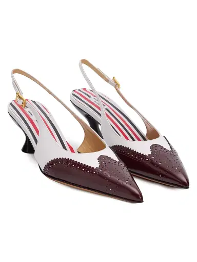 Thom Browne Women's Point-Toe Slingback Kitten Heels | Thumbnail 2 Thom Browne Women's Point-Toe Slingback Kitten Heels | Thumbnail 2