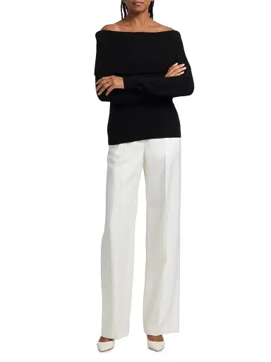 Saks Fifth Avenue Women's Cashmere Off-The-Shoulder Sweater - Black | Thumbnail 2 Saks Fifth Avenue Women's Cashmere Off-The-Shoulder Sweater - Black | Thumbnail 2