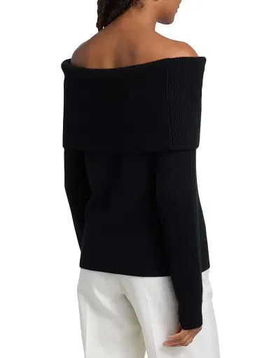 Saks Fifth Avenue Women's Cashmere Off-The-Shoulder Sweater - Black | Thumbnail 5 Saks Fifth Avenue Women's Cashmere Off-The-Shoulder Sweater - Black | Thumbnail 5