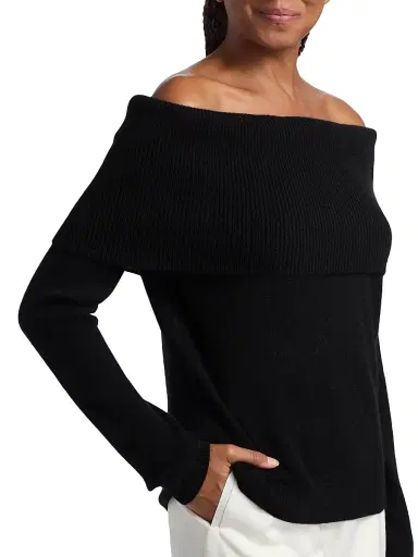 Saks Fifth Avenue Women's Cashmere Off-The-Shoulder Sweater - Black | Thumbnail 6 Saks Fifth Avenue Women's Cashmere Off-The-Shoulder Sweater - Black | Thumbnail 6