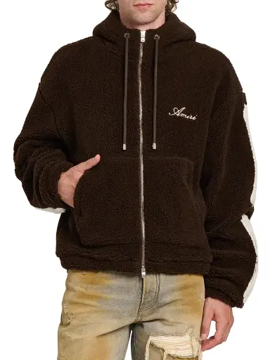 Amiri Men's Bones Cotton Fleece Zip-Up Hoodie - Dark Brown | Thumbnail 3 Amiri Men's Bones Cotton Fleece Zip-Up Hoodie - Dark Brown | Thumbnail 3