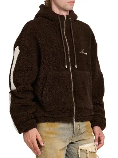 Amiri Men's Bones Cotton Fleece Zip-Up Hoodie - Dark Brown | Thumbnail 4 Amiri Men's Bones Cotton Fleece Zip-Up Hoodie - Dark Brown | Thumbnail 4
