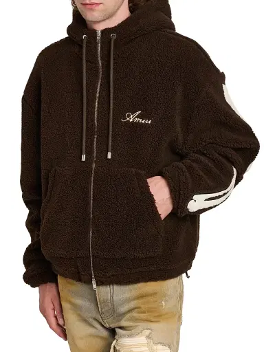 Amiri Men's Bones Cotton Fleece Zip-Up Hoodie - Dark Brown | Thumbnail 6 Amiri Men's Bones Cotton Fleece Zip-Up Hoodie - Dark Brown | Thumbnail 6