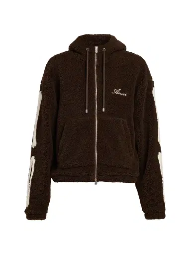 Amiri Men's Bones Cotton Fleece Zip-Up Hoodie - Dark Brown | Thumbnail 1 Amiri Men's Bones Cotton Fleece Zip-Up Hoodie - Dark Brown | Thumbnail 1