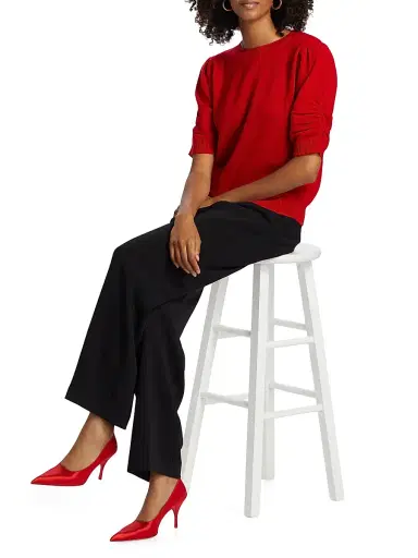 Saks Fifth Avenue Women's Pleated Cashmere Sweater - True Red | Thumbnail 2 Saks Fifth Avenue Women's Pleated Cashmere Sweater - True Red | Thumbnail 2