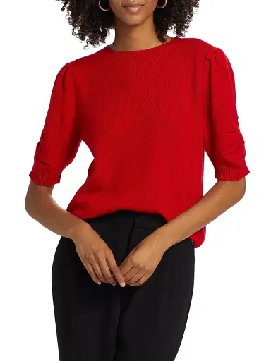 Saks Fifth Avenue Women's Pleated Cashmere Sweater - True Red | Thumbnail 3 Saks Fifth Avenue Women's Pleated Cashmere Sweater - True Red | Thumbnail 3