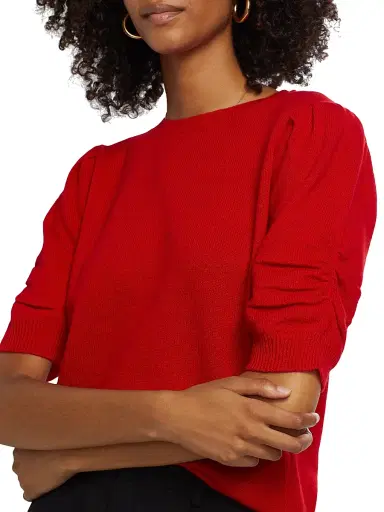 Saks Fifth Avenue Women's Pleated Cashmere Sweater - True Red | Thumbnail 6 Saks Fifth Avenue Women's Pleated Cashmere Sweater - True Red | Thumbnail 6