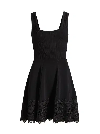 Generation Love Women's Orpheus Lace Combo Rib Mini-Dress - Black | Thumbnail 1 Generation Love Women's Orpheus Lace Combo Rib Mini-Dress - Black | Thumbnail 1