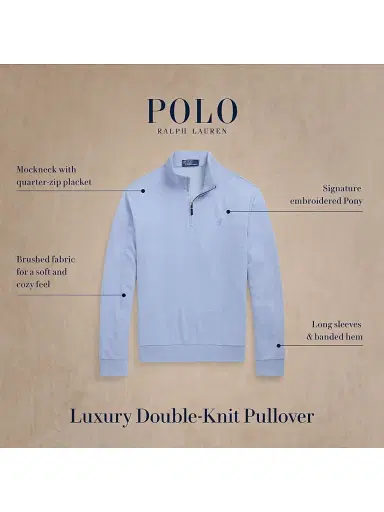 Polo Ralph Lauren Men's Double-Knit Jacquard Quarter-Zip Sweater - Isle Heather Nevis - Size XXL | Thumbnail 6 Polo Ralph Lauren Men's Double-Knit Jacquard Quarter-Zip Sweater - Isle Heather Nevis - Size XXL | Thumbnail 6