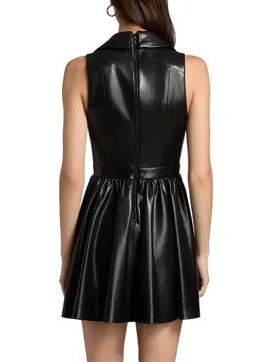 ALICE + OLIVIA Women's Emmy Faux-Leather Surplice Minidress - Black | Thumbnail 5 ALICE + OLIVIA Women's Emmy Faux-Leather Surplice Minidress - Black | Thumbnail 5