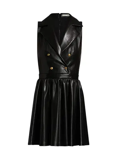 ALICE + OLIVIA Women's Emmy Faux-Leather Surplice Minidress - Black | Thumbnail 1 ALICE + OLIVIA Women's Emmy Faux-Leather Surplice Minidress - Black | Thumbnail 1