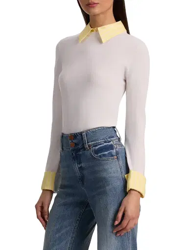 Alice + Olivia Women's Porla Stretch Wool Collared Sweater - Soft White Butter - Size XL | Thumbnail 4 Alice + Olivia Women's Porla Stretch Wool Collared Sweater - Soft White Butter - Size XL | Thumbnail 4