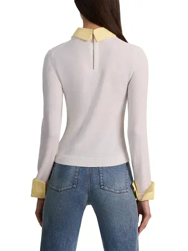Alice + Olivia Women's Porla Stretch Wool Collared Sweater - Soft White Butter - Size XL | Thumbnail 5 Alice + Olivia Women's Porla Stretch Wool Collared Sweater - Soft White Butter - Size XL | Thumbnail 5