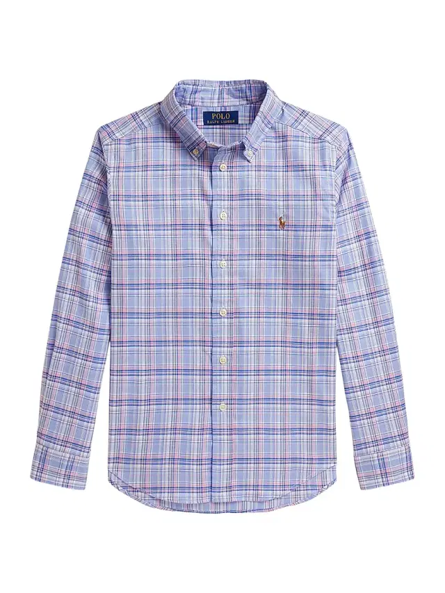 Little Boy's & Boy's Plaid Performance Oxford Shirt - Blue Pink Multi Little Boy's & Boy's Plaid Performance Oxford Shirt - Blue Pink Multi