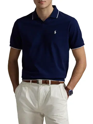 Polo Ralph Lauren Men's Jacquard Mesh Cotton Polo Shirt - Newport Navy - Size XXL | Thumbnail 3 Polo Ralph Lauren Men's Jacquard Mesh Cotton Polo Shirt - Newport Navy - Size XXL | Thumbnail 3
