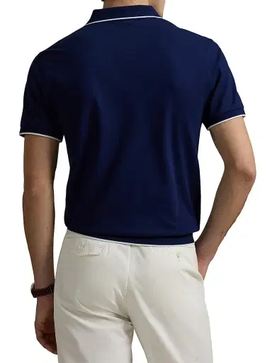 Polo Ralph Lauren Men's Jacquard Mesh Cotton Polo Shirt - Newport Navy - Size XXL | Thumbnail 4 Polo Ralph Lauren Men's Jacquard Mesh Cotton Polo Shirt - Newport Navy - Size XXL | Thumbnail 4
