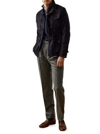 Ralph Lauren Purple Label Men's Piqué-Knit Wool Quarter-Zip Sweater - Classic Chairman Navy | Thumbnail 2 Ralph Lauren Purple Label Men's Piqué-Knit Wool Quarter-Zip Sweater - Classic Chairman Navy | Thumbnail 2
