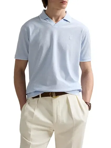 Polo Ralph Lauren Men's Jacquard Mesh Cotton Polo Shirt - Office Blue - Size XXL | Thumbnail 3 Polo Ralph Lauren Men's Jacquard Mesh Cotton Polo Shirt - Office Blue - Size XXL | Thumbnail 3