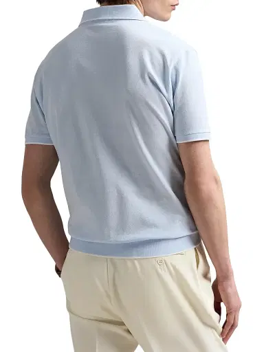 Polo Ralph Lauren Men's Jacquard Mesh Cotton Polo Shirt - Office Blue - Size XXL | Thumbnail 4 Polo Ralph Lauren Men's Jacquard Mesh Cotton Polo Shirt - Office Blue - Size XXL | Thumbnail 4