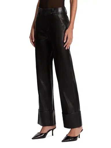 ALICE + OLIVIA Women's Alexander Faux-Leather Pants - Black | Thumbnail 4 ALICE + OLIVIA Women's Alexander Faux-Leather Pants - Black | Thumbnail 4