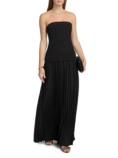 Generation Love Women's Cody Crepe Strapless Pleated Maxi Dress - Black | Thumbnail 2 Generation Love Women's Cody Crepe Strapless Pleated Maxi Dress - Black | Thumbnail 2
