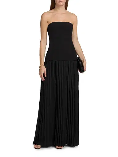 Generation Love Women's Cody Crepe Strapless Pleated Maxi Dress - Black | Thumbnail 3 Generation Love Women's Cody Crepe Strapless Pleated Maxi Dress - Black | Thumbnail 3