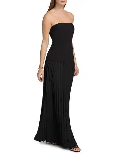 Generation Love Women's Cody Crepe Strapless Pleated Maxi Dress - Black | Thumbnail 4 Generation Love Women's Cody Crepe Strapless Pleated Maxi Dress - Black | Thumbnail 4