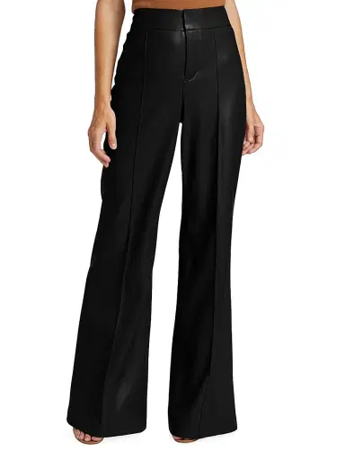 ALICE + OLIVIA Women's Dylan Wide-Leg Faux Leather Trousers - Black | Thumbnail 3 ALICE + OLIVIA Women's Dylan Wide-Leg Faux Leather Trousers - Black | Thumbnail 3