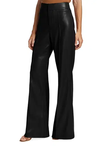 ALICE + OLIVIA Women's Dylan Wide-Leg Faux Leather Trousers - Black | Thumbnail 4 ALICE + OLIVIA Women's Dylan Wide-Leg Faux Leather Trousers - Black | Thumbnail 4