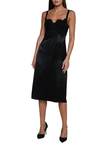 L'AGENCE Women's Fenna Lace Applique Silk Slipdress - Black | Thumbnail 3 L'AGENCE Women's Fenna Lace Applique Silk Slipdress - Black | Thumbnail 3