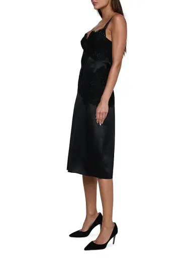 L'AGENCE Women's Fenna Lace Applique Silk Slipdress - Black | Thumbnail 4 L'AGENCE Women's Fenna Lace Applique Silk Slipdress - Black | Thumbnail 4