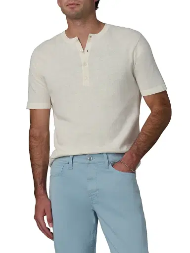 Joe's Jeans Men's Cotton-Linen Henley - Egret | Thumbnail 3 Joe's Jeans Men's Cotton-Linen Henley - Egret | Thumbnail 3