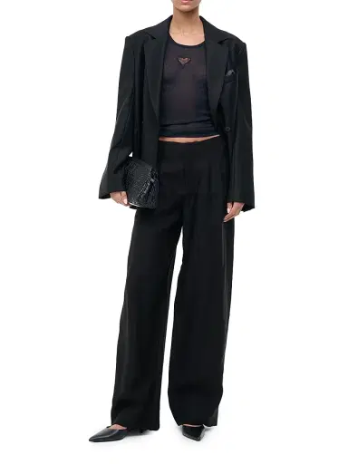 Staud Women's Pierre Pleated Wool-Silk Wide-Leg Pants | Thumbnail 2 Staud Women's Pierre Pleated Wool-Silk Wide-Leg Pants | Thumbnail 2