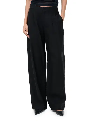 Staud Women's Pierre Pleated Wool-Silk Wide-Leg Pants | Thumbnail 3 Staud Women's Pierre Pleated Wool-Silk Wide-Leg Pants | Thumbnail 3