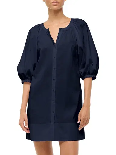 Staud Women's Vincent Cotton Poplin Minidress - Navy - Size XL | Thumbnail 3 Staud Women's Vincent Cotton Poplin Minidress - Navy - Size XL | Thumbnail 3