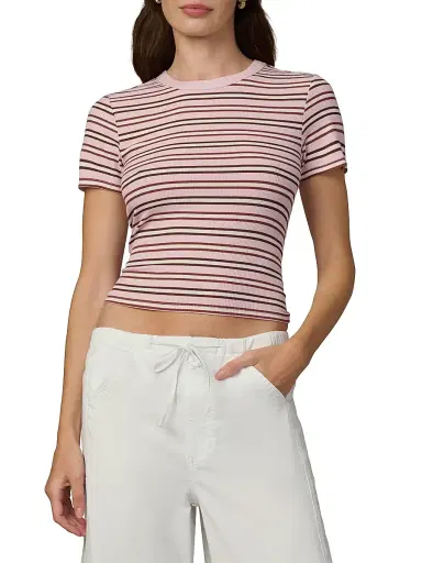 Joe's Jeans Women's The Striped Baby T-Shirt - Blush Ecru Stripe - Size XS | Thumbnail 3 Joe's Jeans Women's The Striped Baby T-Shirt - Blush Ecru Stripe - Size XS | Thumbnail 3