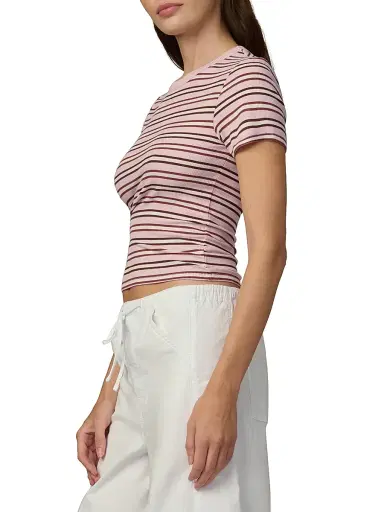Joe's Jeans Women's The Striped Baby T-Shirt - Blush Ecru Stripe - Size XS | Thumbnail 4 Joe's Jeans Women's The Striped Baby T-Shirt - Blush Ecru Stripe - Size XS | Thumbnail 4