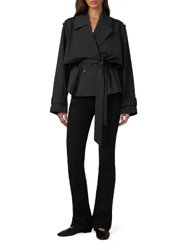Joe's Jeans Women's The Liz Cropped Trench Coat - Black | Thumbnail 2 Joe's Jeans Women's The Liz Cropped Trench Coat - Black | Thumbnail 2