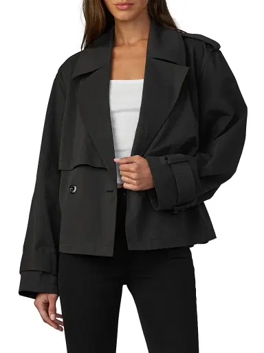 Joe's Jeans Women's The Liz Cropped Trench Coat - Black | Thumbnail 3 Joe's Jeans Women's The Liz Cropped Trench Coat - Black | Thumbnail 3