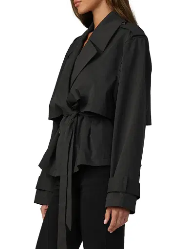 Joe's Jeans Women's The Liz Cropped Trench Coat - Black | Thumbnail 4 Joe's Jeans Women's The Liz Cropped Trench Coat - Black | Thumbnail 4