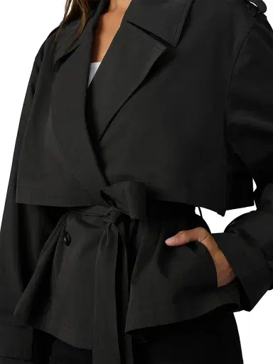 Joe's Jeans Women's The Liz Cropped Trench Coat - Black | Thumbnail 6 Joe's Jeans Women's The Liz Cropped Trench Coat - Black | Thumbnail 6