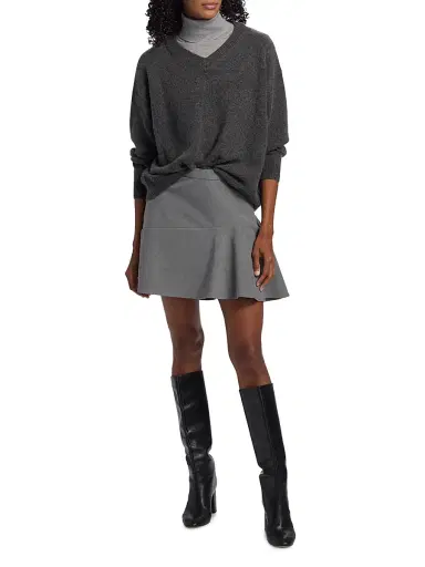 STAUD Women's Doris Cashmere V-Neck Sweater - Charcoal | Thumbnail 2 STAUD Women's Doris Cashmere V-Neck Sweater - Charcoal | Thumbnail 2