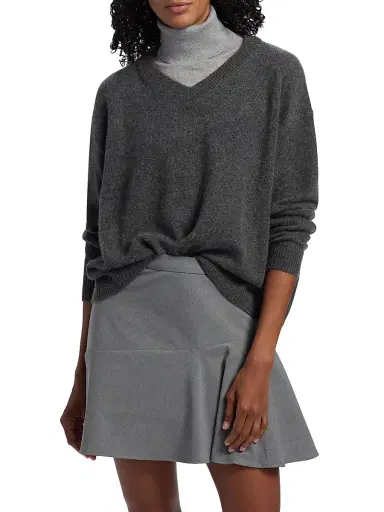 STAUD Women's Doris Cashmere V-Neck Sweater - Charcoal | Thumbnail 3 STAUD Women's Doris Cashmere V-Neck Sweater - Charcoal | Thumbnail 3