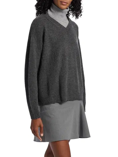 STAUD Women's Doris Cashmere V-Neck Sweater - Charcoal | Thumbnail 4 STAUD Women's Doris Cashmere V-Neck Sweater - Charcoal | Thumbnail 4