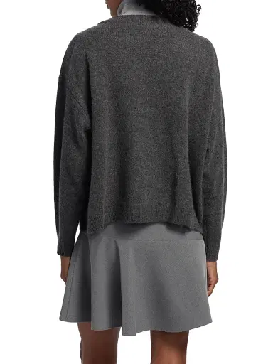 STAUD Women's Doris Cashmere V-Neck Sweater - Charcoal | Thumbnail 5 STAUD Women's Doris Cashmere V-Neck Sweater - Charcoal | Thumbnail 5