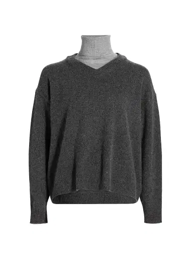 STAUD Women's Doris Cashmere V-Neck Sweater - Charcoal | Thumbnail 1 STAUD Women's Doris Cashmere V-Neck Sweater - Charcoal | Thumbnail 1
