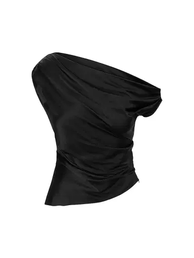 Staud Women's Phare Asymmetric Silk-Blend Top - Black - Size 12 | Thumbnail 1 Staud Women's Phare Asymmetric Silk-Blend Top - Black - Size 12 | Thumbnail 1