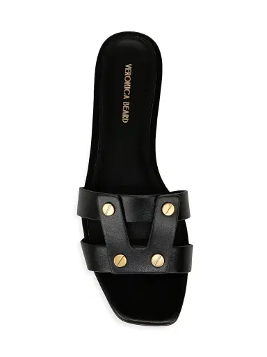 Veronica Beard Women's Via Slide Leather Sandals - Black | Thumbnail 4 Veronica Beard Women's Via Slide Leather Sandals - Black | Thumbnail 4