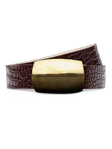 L'Agence Women's Milou Croc-Embossed Leather Belt - Burgundy Croc | Thumbnail 2 L'Agence Women's Milou Croc-Embossed Leather Belt - Burgundy Croc | Thumbnail 2