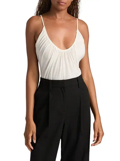 L'Agence Women's Gelina Rusched Bodysuit - Vintage White - Size XXL | Thumbnail 3 L'Agence Women's Gelina Rusched Bodysuit - Vintage White - Size XXL | Thumbnail 3